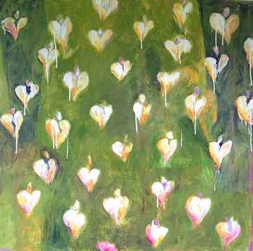 CAT 679 Homage to 'sancai' II. Oil on board.  1.2 X 1.2M