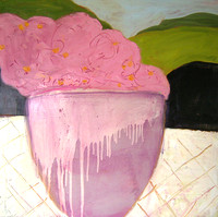 CAT 638 Glazed Vase with Pinks in Landscape, 2017, oil on board, 60X60cm.JPG