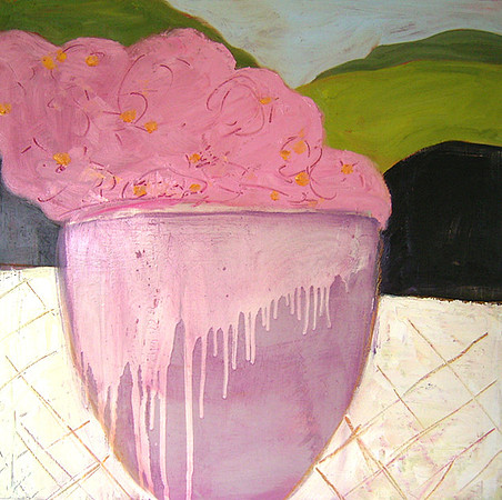 CAT 638 Glazed Vase with Pinks in Landscape, 2017, oil on board, 60X60cm.JPG