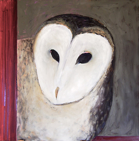 CAT 660 viii, Looking Looking Masked Owl, 2017, oil on board, 60X60cml