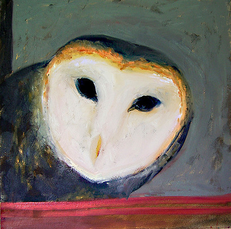 CAT 660 v Peeping Barn Owl, 2017, oil on canvas, 60X60cml