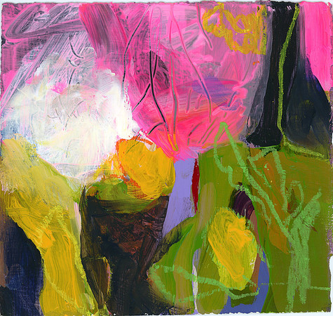 CAT 689ii. Small and Bright II. Acrylic on paper, framed.  180 X 195mm