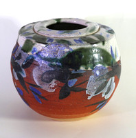 CAT J9ii, Medium round jar, dry red engobe with glazed upper, 1992, midfire